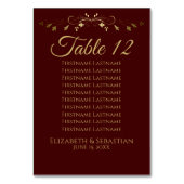 Numéro De Table Gold & Auburn Simple Élégant tableau de mariage (Dos)