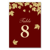 Numéro De Table Gold Automne quitte Bourgogne Mariage de automne r (Par défaut)