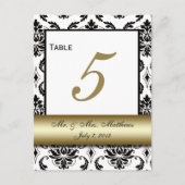 Numéro de table Gold Black Mariage damassé (Devant)