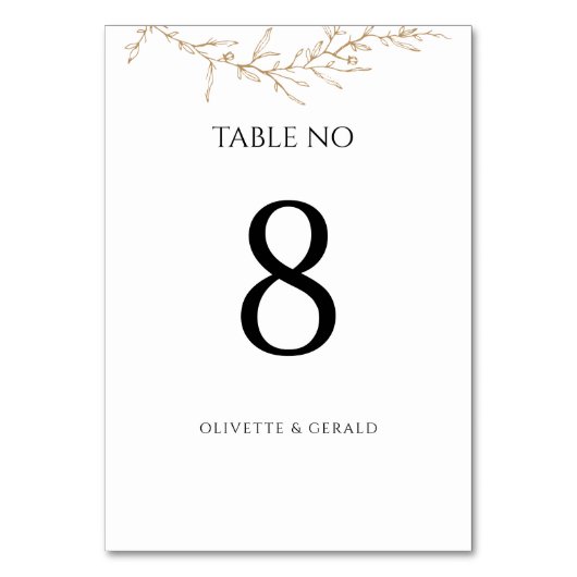 Numéro De Table Gold Botanical Floral Moderne Minimal (Par défaut)