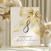 Numéro De Table Gold Bow Bridal Shower Table Number