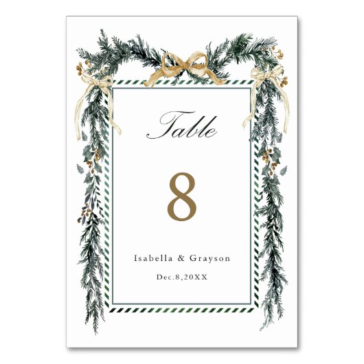 Numéro De Table Gold Bow & Greenery Garland Wedding (Par défaut)