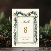 Numéro De Table Gold Bow & Greenery Garland Wedding Ivory
