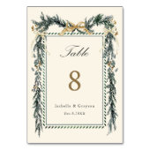 Numéro De Table Gold Bow & Greenery Garland Wedding Ivory (Dos)