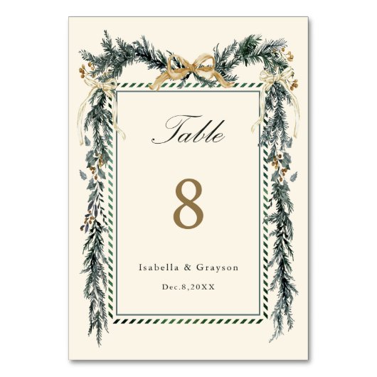 Numéro De Table Gold Bow & Greenery Garland Wedding Ivory (Par défaut)