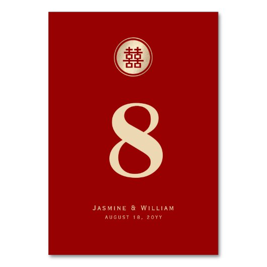Numéro De Table Gold Circle Double Bonheur Mariage chinois rouge (Dos)