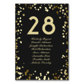 Numéro De Table Gold Confetti Black Table Numéro avec des noms (Dos)