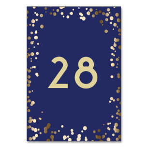 Numéro De Table Gold Confetti Elegant Mariage de marine