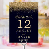 Numéro De Table Gold Confetti Marine Bleu Mariage moderne