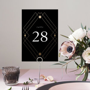 Numéro De Table Gold Diamond noir Géométrique Mariage Gatsby