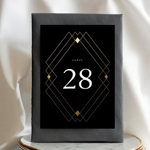 Numéro De Table Gold Diamond noir Géométrique Mariage Gatsby