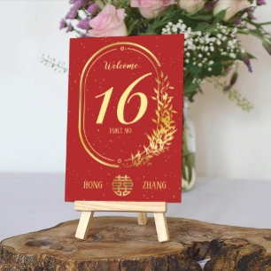 Numéro De Table Gold Double Happiness Wedding