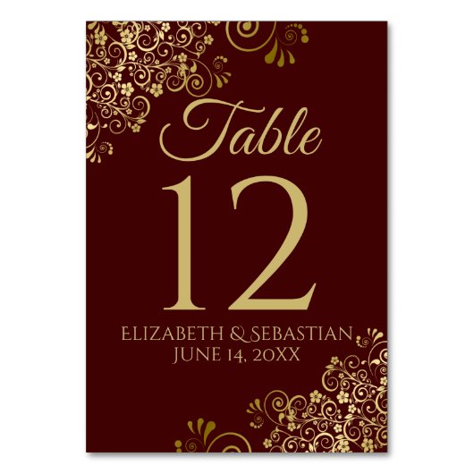 Numéro De Table Gold et Auburn Brown Mariage élégant (Par défaut)