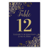 Numéro De Table Gold et Navy Blue Elegant Frilly Mariage (Par défaut)