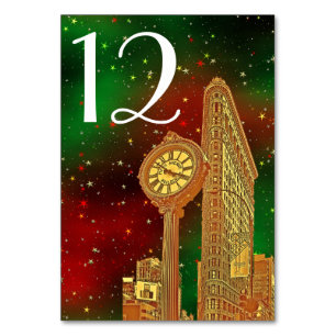 Numéro De Table Gold Flatiron Building NYC Skyline #2 Xmas Starry