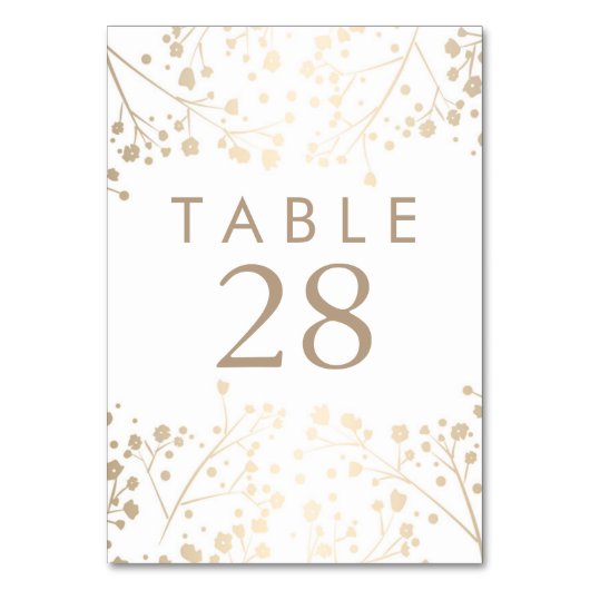 Numéro De Table Gold Foil Baby's Breath Mariage Numéros de tableau (Dos)