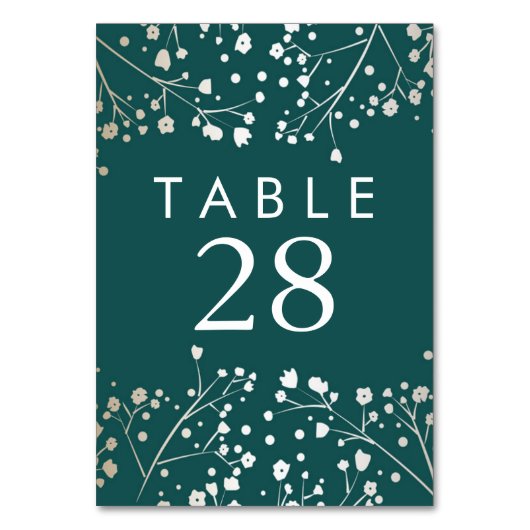 Numéro De Table Gold Foil Baby's Breath Turquoise Mariage Numéros (Par défaut)