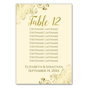 Numéro De Table Gold Frills Elegant Cream Mariage Seating Chart