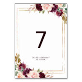 Numéro De Table Gold Géométrique Vert Blush Bourgogne Mariage Flor (Dos)