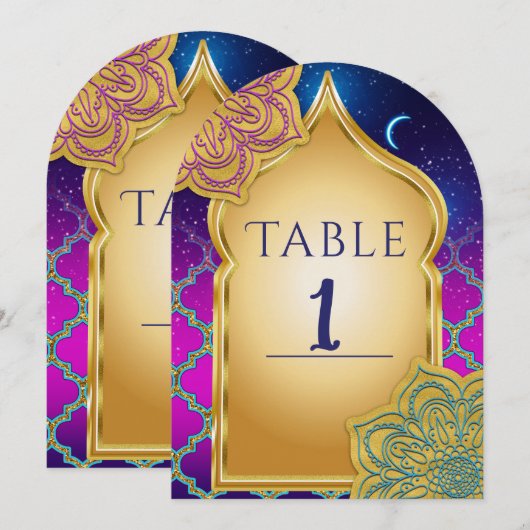 Numéro de table Gold Glamour Nuits arabes Blue Moo (Devant / Derrière)