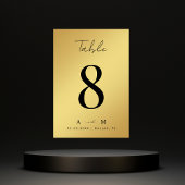 Numéro De Table Gold Gradient & Monogramme Elégant Mariage noir