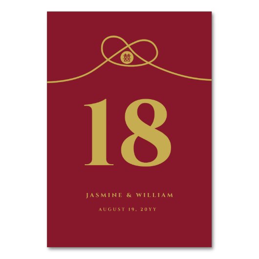 Numéro De Table Gold Knot Union Double Bonheur Mariage chinois (Par défaut)