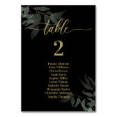 Numéro De Table Gold Leaf Wedding Table Cards Emerald Green (Dos)