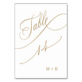 Numéro De Table Gold Luxury Calligraphy Mariage numéro 14, (Dos)