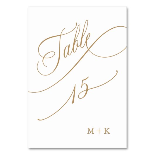 Numéro De Table Gold Luxury Calligraphy Mariage numéro 15, (Dos)