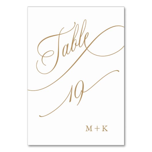 Numéro De Table Gold Luxury Calligraphy Mariage numéro 19, (Par défaut)