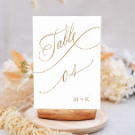 Numéro De Table Gold Luxury Calligraphy Mariage numéro 4,<br><div class="desc">Tableau 4. Veuillez vérifier tous les numéros disponibles. | Luxe et élégante calligraphie tourbillonnant numéro de table mariage avec vos initiales. Pour une personnalisation plus avancée de cette conception,  cliquez sur le BOUTON OUTIL DESIGN BLEU ci-dessus !</div>