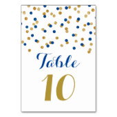 Numéro De Table Gold Navy Blue Confetti Mariage Tableau Numéro Car (Dos)
