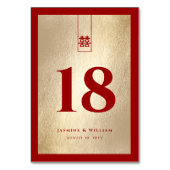 Numéro De Table Gold Red Tall Rectangle double Xi Mariage chinois (Par défaut)