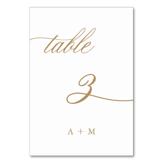 Numéro De Table Gold Romantic Calligraphy Mariage Numéro 3, (Par défaut)