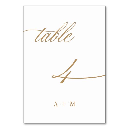 Numéro De Table Gold Romantic Calligraphy Mariage Numéro 4, (Par défaut)