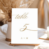 Numéro De Table Gold Romantic Calligraphy Mariage Numéro 5,