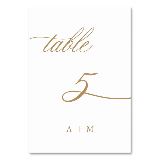 Numéro De Table Gold Romantic Calligraphy Mariage Numéro 5, (Par défaut)