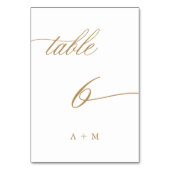 Numéro De Table Gold Romantic Calligraphy Mariage Numéro 6, (Dos)