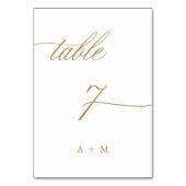 Numéro De Table Gold Romantic Calligraphy Mariage numéro 7, (Dos)