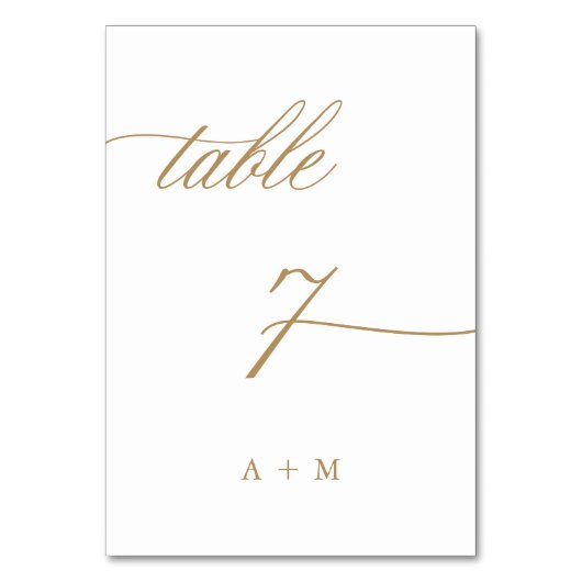 Numéro De Table Gold Romantic Calligraphy Mariage numéro 7, (Par défaut)