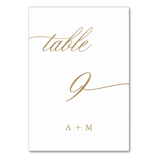 Numéro De Table Gold Romantic Calligraphy Mariage numéro 9, (Par défaut)
