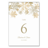 Numéro De Table Gold Snowflakes Mariage hivernal (Dos)