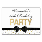 Numéro De Table Gold Sparkle Confetti 50e anniversaire fête (Dos)