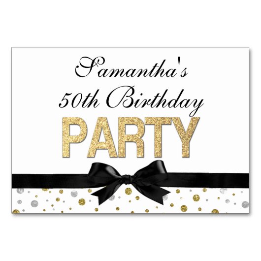 Numéro De Table Gold Sparkle Confetti 50e anniversaire fête (Devant)