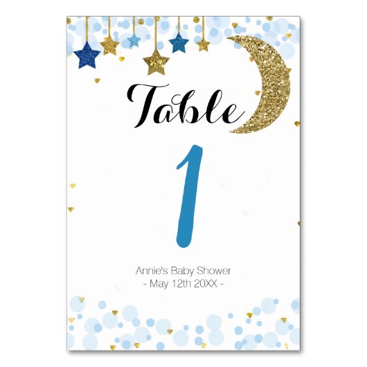Numéro De Table Gold star blue moon Modern Table Numéro (Dos)