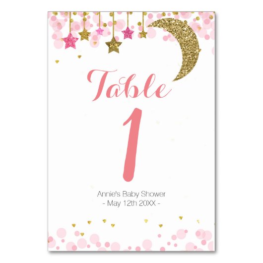 Numéro De Table Gold star rose lune moderne Table Numéro (Dos)