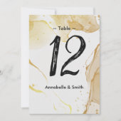 Numéro de table Gold Watercolor moderne (Devant)