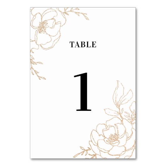 Numéro De Table Golden Blossoms Floral Mariage Design (Par défaut)