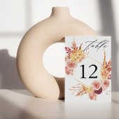 Numéro De Table Golden Burgundy & Blush rose Floral Numéro de tabl