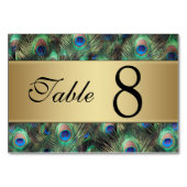 Numéro De Table Golden Peacock Feather Mariage Numéro du tableau (Devant)